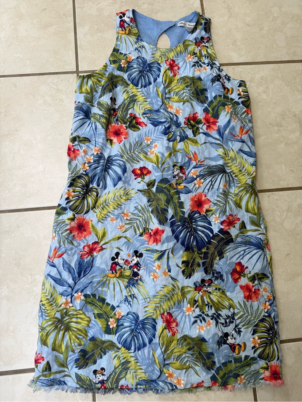 Tommy Bahama Disney Light Blue Sleeveless Tropical Dress